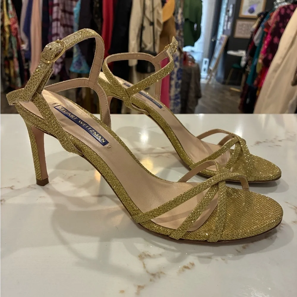 Stuart Weitzman Women's Starla 80 Metallic Sandals - Gold - Size 8